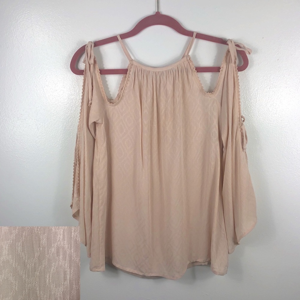 Xhilaration Cream Top w/ tie closure Bell Sleeves